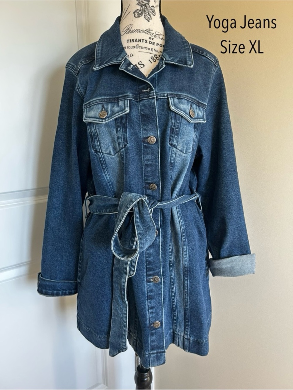 Yoga Jeans - Women's Two-Tone Dark Blue Denim Jacket with Belt